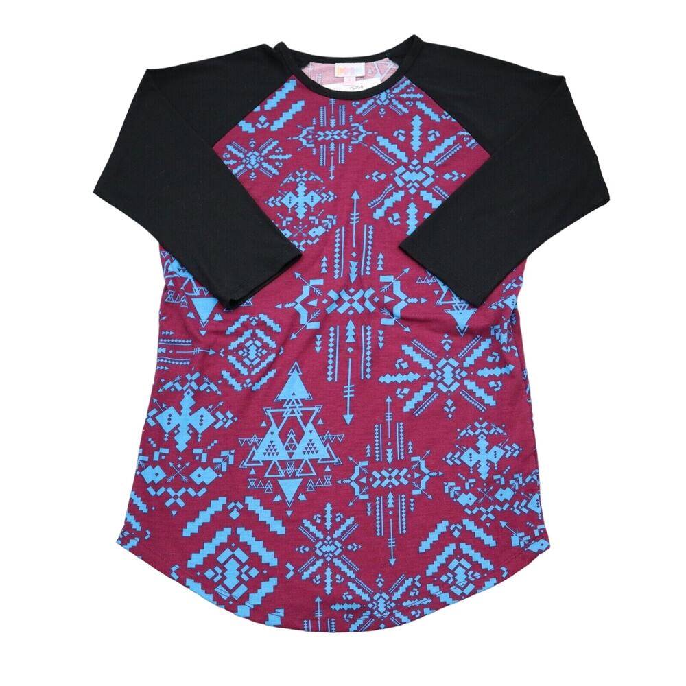 Lula Roe Shirt Womens S Purple Colorblock Round Neck Quarter Sleeve Casual Tee